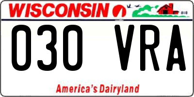 WI license plate 030VRA