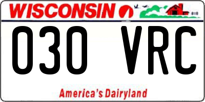 WI license plate 030VRC