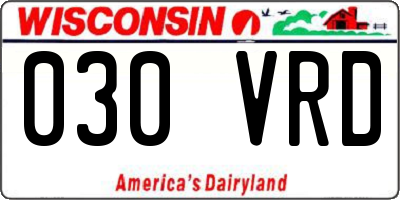 WI license plate 030VRD