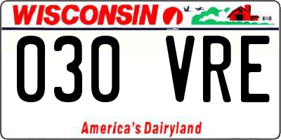 WI license plate 030VRE
