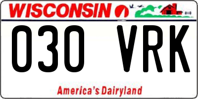 WI license plate 030VRK
