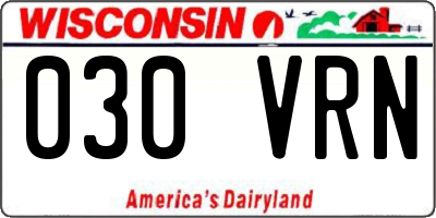 WI license plate 030VRN