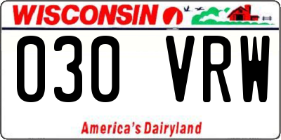 WI license plate 030VRW