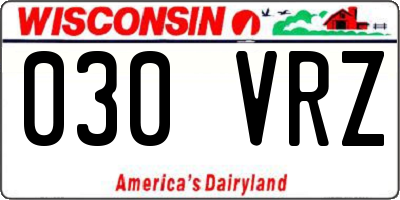 WI license plate 030VRZ