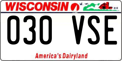WI license plate 030VSE