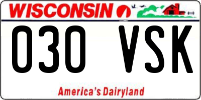 WI license plate 030VSK