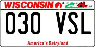 WI license plate 030VSL