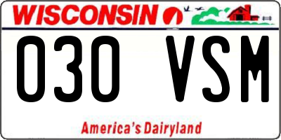 WI license plate 030VSM