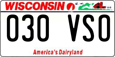 WI license plate 030VSO