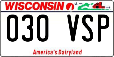 WI license plate 030VSP