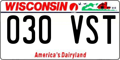 WI license plate 030VST