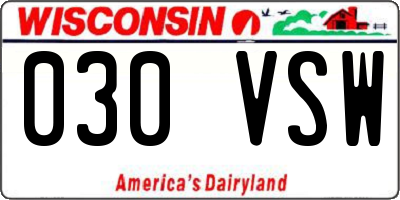 WI license plate 030VSW
