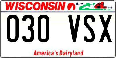 WI license plate 030VSX
