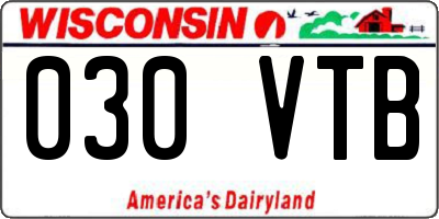 WI license plate 030VTB