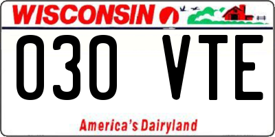 WI license plate 030VTE