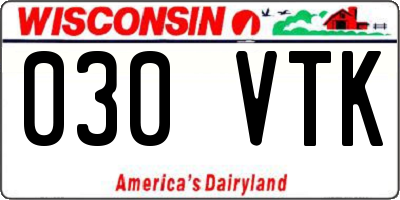 WI license plate 030VTK