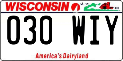 WI license plate 030WIY