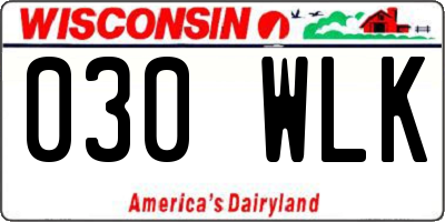 WI license plate 030WLK