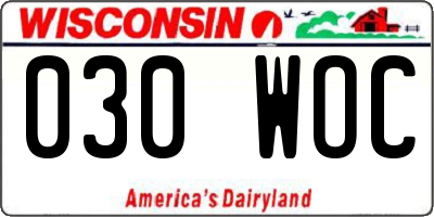 WI license plate 030WOC