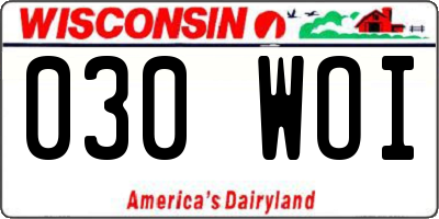 WI license plate 030WOI