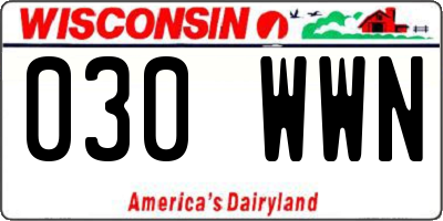 WI license plate 030WWN