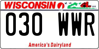 WI license plate 030WWR