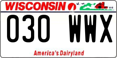 WI license plate 030WWX