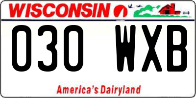 WI license plate 030WXB