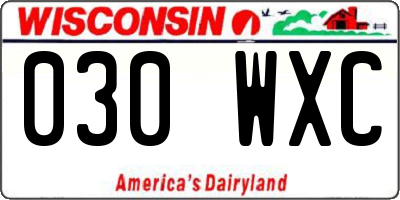 WI license plate 030WXC