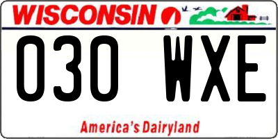 WI license plate 030WXE