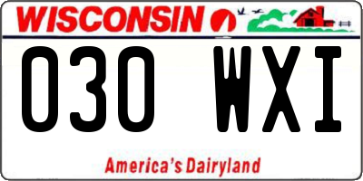 WI license plate 030WXI