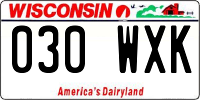 WI license plate 030WXK