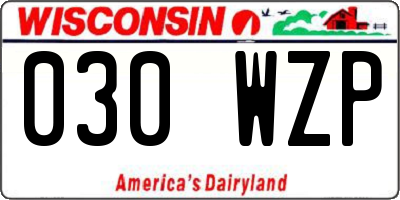 WI license plate 030WZP