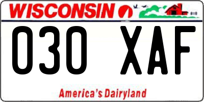 WI license plate 030XAF