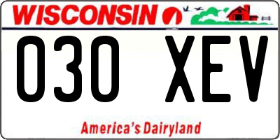 WI license plate 030XEV