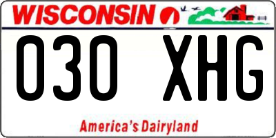 WI license plate 030XHG