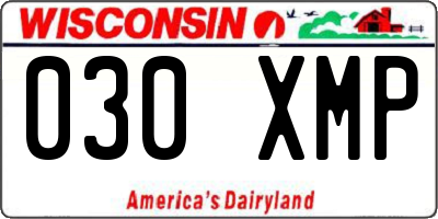 WI license plate 030XMP