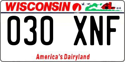 WI license plate 030XNF