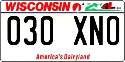 WI license plate 030XNO
