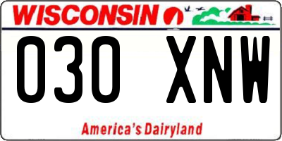 WI license plate 030XNW