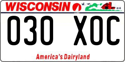 WI license plate 030XOC