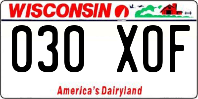 WI license plate 030XOF