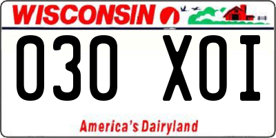WI license plate 030XOI