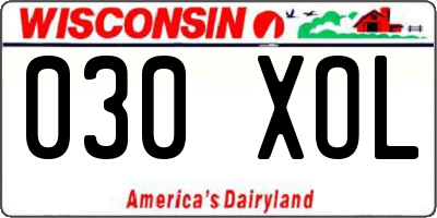 WI license plate 030XOL