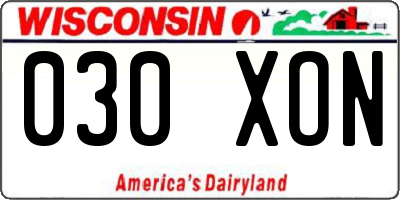 WI license plate 030XON