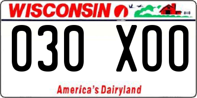 WI license plate 030XOO