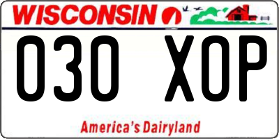 WI license plate 030XOP