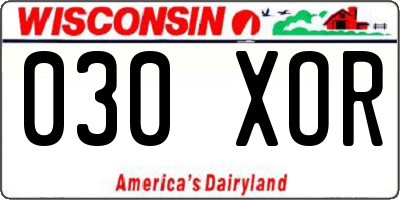 WI license plate 030XOR