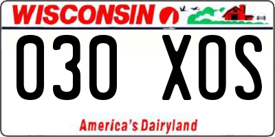 WI license plate 030XOS