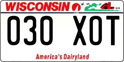 WI license plate 030XOT